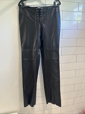 Miaou Element Black Lace-Up Faux Leather Pants Size L